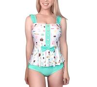 LittleForBig Modeste Kawaii Une Seule Pièce Maillots de Bain Maillot de Bains - Bonbons Vintage XL