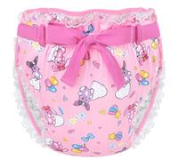 LittleForBig Omutsu Couvre-couche en Soyeux Doux pour Adulte avec Ruban Réutilisable Lavable Imperméable Adjustable - Baby Usagi & Bella Patron Rose M