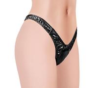 LittleForBig Petit Secret Tanga Tucking Gaff Culottes en Faux Cuir Souple et Lisse Gaff Gainant Slip pour Crossdresser et Individus Transgenres, Noir , S