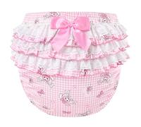 LittleForBig Soyeux Cache-couche Adulte Lavable Réutilisable et Imperméable avec Nœud en Dentelle à Volants - Design Lapins & Nœuds Usagi Rose XXL