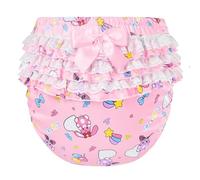 LittleForBig Soyeux, lavable, réutilisable, imperméable, froncé, en dentelle, joli motif bébé Usagi & Bella, couverture de couche pour adulte, rose, taille S