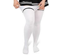 LittleForBig Taille Plus Cuisse haute Cosplay Bas de Soie Au-dessus du Genou Blanc