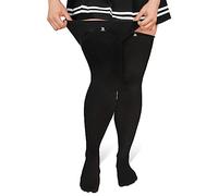 LittleForBig Taille Plus Cuisse haute Cosplay Bas de Soie Au-dessus du Genou Noir