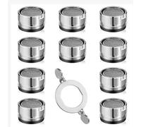 Littlegaofeithing 10 Pcs M24 Mousseur Robinet, Aérateur de Robinet en Acier Inoxydable Comprendre 10 Joints et 1 Clé à Mousseur Chromée pour Cuisine Salle de Bain,Filetage Mâle