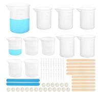 Littlegaofeithing 11 Pièces Mesurer en Silicone avec Gradué,30ml/100ml/250ml Gobelet Doseur en Résine époxy, Réutilisable Verres Doseur Silicone pour Moules Coulée Résine époxy, Bricolage, Laboratoire