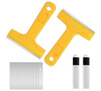 Littlegaofeithing 2pcs Grattoir à Vitre avec 10.5cm Long Manche,Grattoir de Sols avec 20 Lames(9.7cm),Grattoir Peinture, pour Carrelage, Papier Peint, Colle, Miroir, La Table de Cuisson(Jaune)