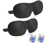 Littlegaofeithing 3D Masque de nuit,Cache Yeux pour Dormir,Masque de Sommeil pour Homme Femme pour les voyages en avion, la maison, l'hôtel,avec 2 paires Bouchons d'oreilles (Noir)
