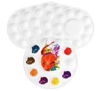 Littlegaofeithing 6 Palettes Rondes,Palette en Plastique,Palette de Peinture d'art,Convient aux Débutants, aux Peintres Amateurs (Blanc)