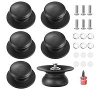 Littlegaofeithing Lot de 6 Poignée de Couvercle de Casserole,Boutons de Couvercle de Rechange en Bakélite, Universel, avec Vis & Tournevis, pour Couvercle de Casserole, Casserole (Noir)