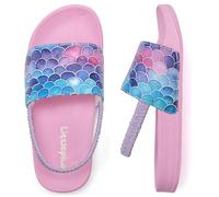 Littleplum Claquette Enfant Garcon Pantoufles Plage Chaussons Douche Garcon Fille Pantoufles de Bain Chausson pour Piscine Sandale Enfant(A Bleu Rose,28/29 EU)