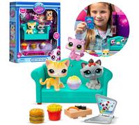 Littlest Pet Shop Set de figurines Goûter animaux #166-168 + accessoires figurines articulées à collectionner 4+
