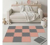 LittleTom 18 Pièces Tapis de Sol Bébé dès le Premier Mois - 30x30 cm Dalles en Mousse EVA avec Bordures - Surface de Jeu pour l'Éveil - Carrés Puzzle Antidérapants - Revêtement pour Chambre des Petits