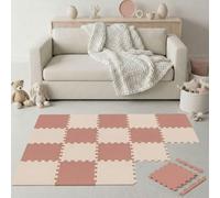 LittleTom 18 Pièces Tapis de Sol Bébé dès le Premier Mois - 30x30 cm Dalles en Mousse EVA avec Bordures - Surface de Jeu pour l'Éveil - Carrés Puzzle Antidérapants - Revêtement pour Chambre des Petits