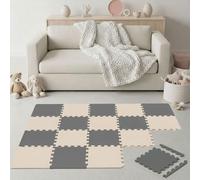 LittleTom 18 Pièces Tapis de Sol Bébé dès le Premier Mois - 30x30 cm Dalles en Mousse EVA avec Bordures - Surface de Jeu pour l'Éveil - Carrés Puzzle Antidérapants - Revêtement pour Chambre des Petits