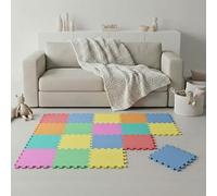 LittleTom 18 Pièces Tapis de Sol Bébé dès Le Premier Mois - 30x30 cm Dalles en Mousse EVA - Surface de Jeu Douce pour l'Éveil - Carrés Puzzle Antidérapants - Revêtement pour la Chambre des Petits