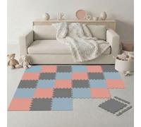 LittleTom 27 Pièces Tapis de Sol Bébé dès le Premier Mois - 30x30 cm Dalles en Mousse EVA avec Bordures - Surface de Jeu pour l'Éveil - Carrés Puzzle Antidérapants - Revêtement pour Chambre des Petits