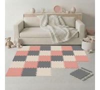 LittleTom 27 Pièces Tapis de Sol Bébé dès le Premier Mois - 30x30 cm Dalles en Mousse EVA avec Bordures - Surface de Jeu pour l'Éveil - Carrés Puzzle Antidérapants - Revêtement pour Chambre des Petits