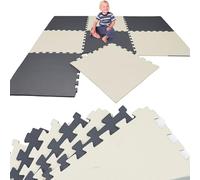 LittleTom 8 Pièces Tapis de Sol pour Enfants - 50x50 cm Dalles en Mousse EVA - Surface de Jeu Douce pour Bambins et Jeunes Enfants - Carrés Puzzle Antidérapants - Revêtement pour la Chambre des Petits