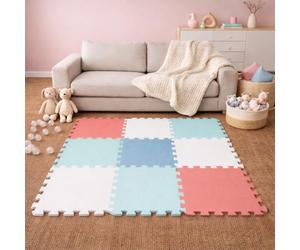 LittleTom 9 Pièces Tapis de Sol Bébé dès Le Premier Mois - 30x30 cm Dalles en Mousse EVA - Surface de Jeu Douce pour l'Éveil - Carrés Puzzle Antidérapants - Revêtement pour la Chambre des Petits