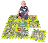 LittleTom Lot de 9 Tapis pour Enfant - Thème Circuit de Voitures - 30x30 Cm - Dalles Puzzle Mousse - Circuit de Jeu Antichoc Chambre de Garcon- Activité Créative Educative - Protection Sol