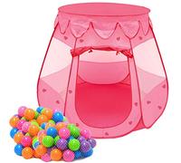 LittleTom Tente de Jeu Pop-up Rose 120x120x90cm pour Petites Filles + 200 Boules