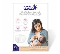 Littloo Coussinets d'allaitement ultra fins et jetables | Super absorbants, enveloppés individuellement, résistants aux fuites et doux | légers, imperméables et respirants - 60 pièces