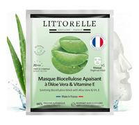 Littorelle - Masque Visage Biocellulose Apaisant & Hydratant - Aloe Vera, Vitamine E, Prébiotiques - Soin Réparateur Anti-Rougeurs Peaux Sensibles - 99% Naturel & Fabriqué en France (5)