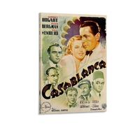 LITTPU Casablanca Affiche de film - Décoration murale classique vintage - Humphrey Bogart Ingrid Bergman - Décoration cinématographique rétro pour la maison ou le bureau - 61 x 91,4 cm - Cadre