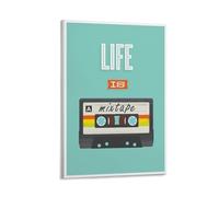 LITTPU Life Is Mixtape Poster Art Print Musique Rétro Décoration murale Motif cassette vintage pour la maison, le salon, la chambre à coucher Idée cadeau unique pour les amateurs de musique 30,5 x