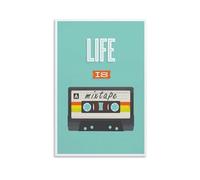 LITTPU Life Is Mixtape Poster Art Print Retro Music Wall Decor Vintage Cassette Design pour la maison, le salon, la chambre à coucher Idée cadeau unique pour les amateurs de musique 40,6 x 61 cm Sans