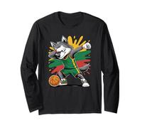 Lituanie Basketball Wolf Funny Dabbing Wolf Jersey Manche Longue