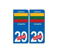 Lituanie Lietuva sticker numéro département au choix autocollant plaque immatriculation sticker auto - Angles : droits