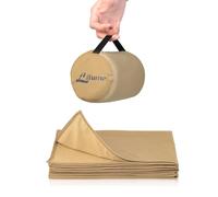 Litume Couverture de Voyage légère et Respirante, Couverture d'avion Souple 170 x 122 cm pour Les Voyageurs, Drap de Camping Pliable avec Sac de Rangement pour Train, Camp, Voyage(Marron crème)