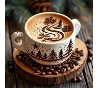 Lituor 5D Café Diamond Painting,DIY Round 35x35 cm Broderie Diamant Painting Kit Complet,Café délicieux Art du Diamant Peinture Strass Point de Croix Painting pour Adultes Débutants Murale Décor