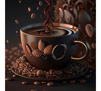 Lituor 5D Café Diamond Painting,DIY Round 75x75 cm Broderie Diamant Painting Kit Complet,Café Art du Diamant Peinture Strass Point de Croix Painting pour Adultes Débutants Murale Décor