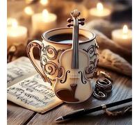 Lituor 5D Coupe du violon Diamond Painting,DIY Square 85x85 cm Broderie Diamant Painting Kit Complet,Musique de café Art du Diamant Peinture Strass Painting pour Adultes Murale Décor