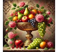 Lituor 5D Diamond Painting Fruits Peinture Diamant Kit Complet,Rond DIY Rétro Diamond Art Painting,Broderie Diamant Strass Cristal Point de Croix Murale Décoration Cadeau 65x65 cm