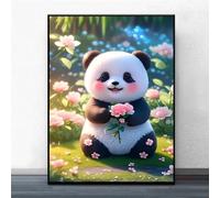 Lituor 5D Diamond Painting Joli panda,Peinture Diamant Kit pour Adulte Débutant Complet,DIY Broderie Diamant Painting Artisanat Strass Point de Croix Painting Décoration Murale Rond,40x60 cm