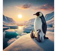 Lituor 5D Diamond Painting Les manchots des glaciers Peinture Diamant Kit Complet,Carré DIY Animaux d'hiver Diamond Art Painting,Broderie Diamant Strass Point de Croix Murale Décor Cadeau 55x55 cm