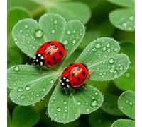 Lituor 5D Feuilles Coccinelle Diamond Painting,DIY Round 75x75 cm Broderie Diamant Painting Kit Complet,Plantes vertes Art du Diamant Peinture Strass Painting pour Adultes Murale Décor