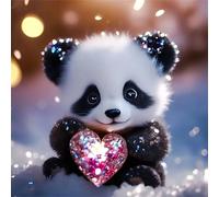 Lituor 5D J'aime le panda Diamond Painting,DIY Square 35x35 cm Broderie Diamant Painting Kit Complet,Mignon Art du Diamant Peinture Strass Point de Croix Painting pour Adultes Débutants Murale Décor
