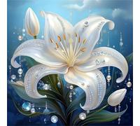 Lituor 5D Lys perlé Diamond Painting,DIY Round 55x55 cm Broderie Diamant Painting Kit Complet,Fleurs Art du Diamant Peinture Strass Point de Croix Painting pour Adultes Débutants Murale Décor