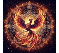 Lituor 5D Mandala Phénix Diamond Painting,DIY Round 45x45 cm Broderie Diamant Painting Kit Complet,Oiseaux de flammes Art du Diamant Peinture Strass Painting pour Adultes Murale Décor