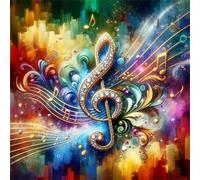 Lituor 5D Notes de couleur Diamond Painting,DIY Rond 50x50cm Broderie Diamant Painting Kit Complet,Musique Art du Diamant Peinture Strass Point de Croix Painting pour Adultes Débutants Murale Décor