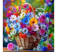 Lituor 5D Panier de fleurs colorées Diamond Painting,DIY Square 35x35 cm Broderie Diamant Painting Kit Complet,Fleurs Art du Diamant Peinture Strass Painting pour Adultes Murale Décor