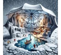 Lituor 5D Parapluie fantastique Diamond Painting,DIY Round 45x45 cm Broderie Diamant Painting Kit Complet,Paysage d'hiver Art du Diamant Peinture Strass Painting pour Adultes Murale Décor