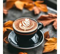 Lituor Café Peinture Diamant Adulte,DIY Rond Art du Diamant Painting Kit Complet,5D Broderie Automne Diamond Painting pour Adultes Point de Croix Cristal Painting pour Murale Décor 105x105 cm