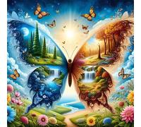 Lituor Espace Papillon Peinture Diamant Adulte,DIY Carré Art du Diamant Painting Kit Complet,5D Broderie Paysage fantastique Diamond Painting Point de Croix Painting pour Murale Décor 85x85 cm