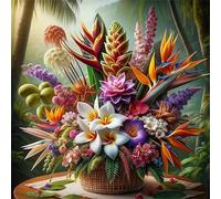 Lituor Fleurs tropicales Peinture Diamant Adulte,DIY Carré Art du Diamant Painting Kit Complet,5D Broderie Panier de fleurs Diamond Painting Point de Croix Painting pour Murale Décor 85x85 cm