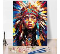Lituor Peinture par Numero Adulte,Fille indienne DIY Acryliques Peinture Numero Kit de Peinture à l'huile sur Toile avec Brosses et Peintures Acryliques Cadeau pour Mur de Maison(sans Cadre) 50x65cm